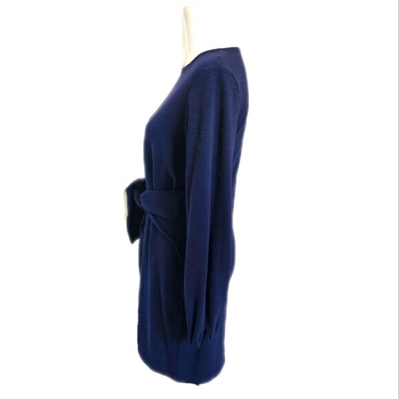 Prettygarden Navy Blue Balloon Sleeve Tie Front Mini Dress, M - Picture 2 of 9